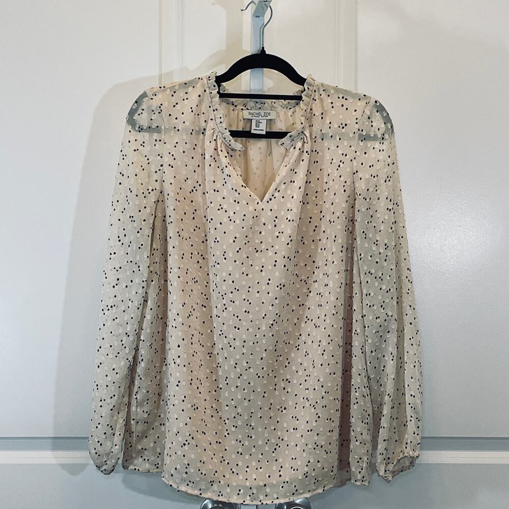Rachel Zoe Floral Blouse - Women Size M - Cream and Black